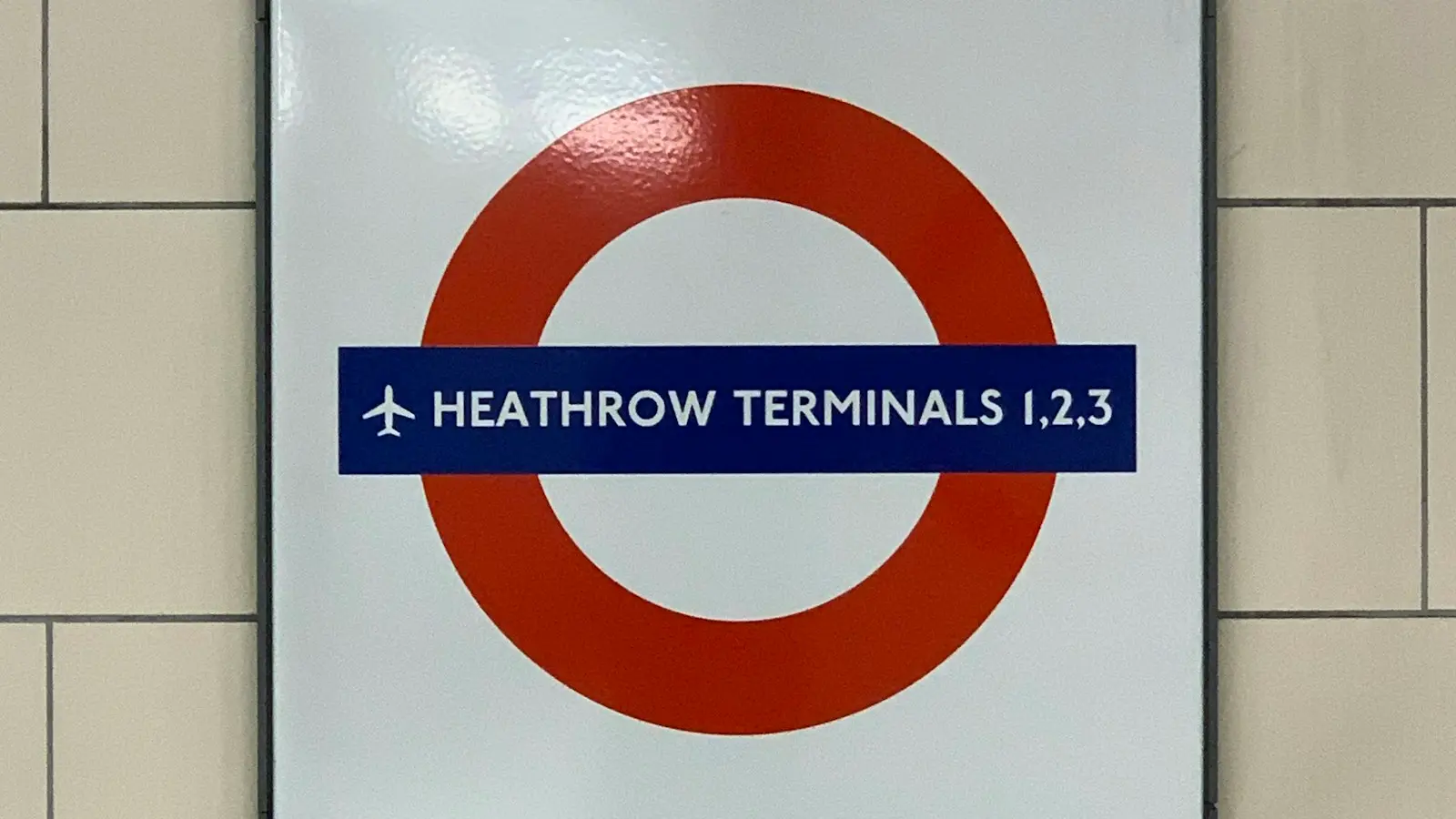 London Underground sign for Heathrow Terminals 1, 2 and 3
